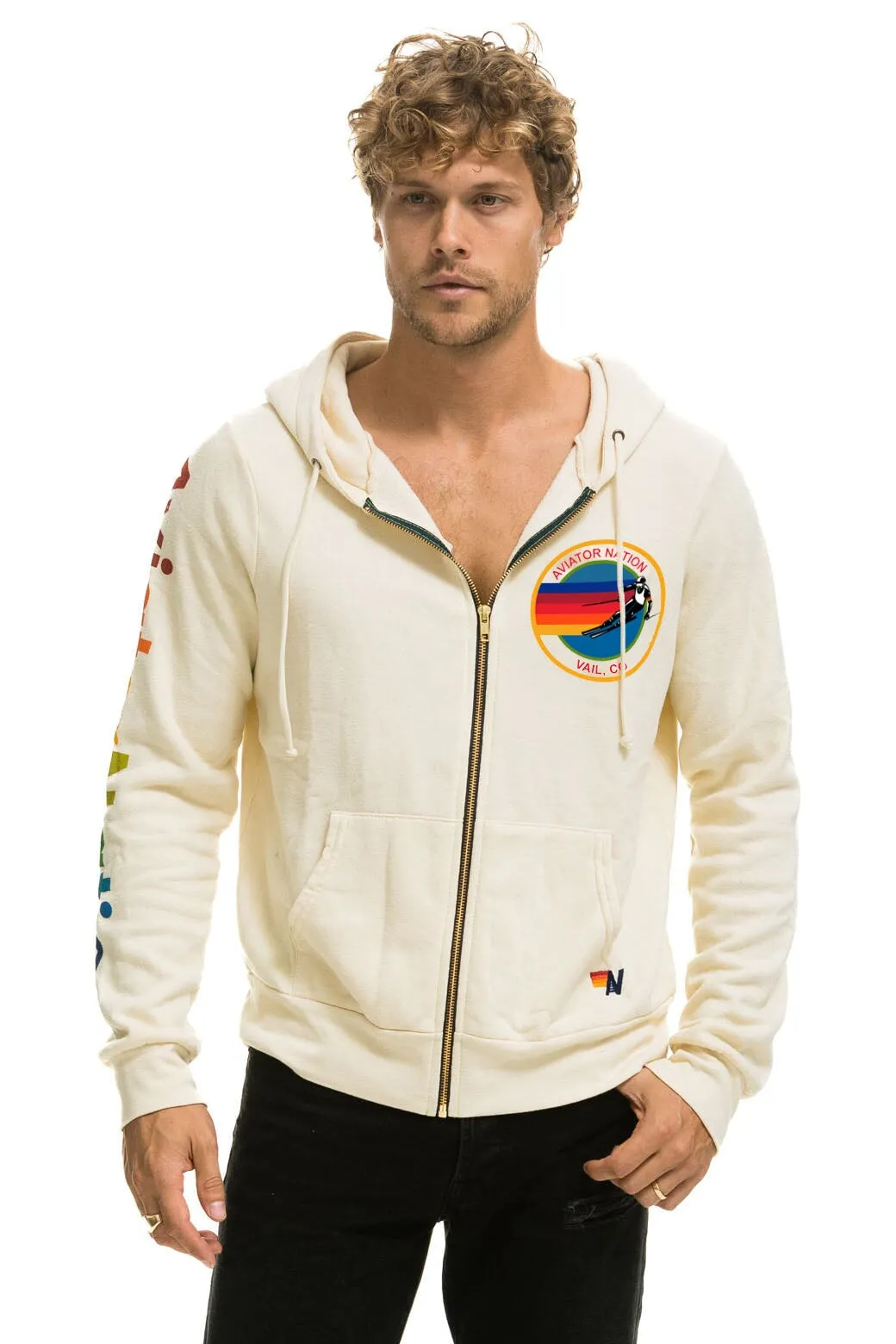 AVIATOR NATION VAIL ZIP HOODIE - VINTAGE WHITE sold by Aviator Nation product image thumbnail 2