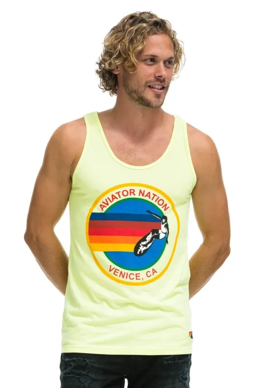 MEN'S AVIATOR NATION TANK - NEON YELLOW sold by Aviator Nation