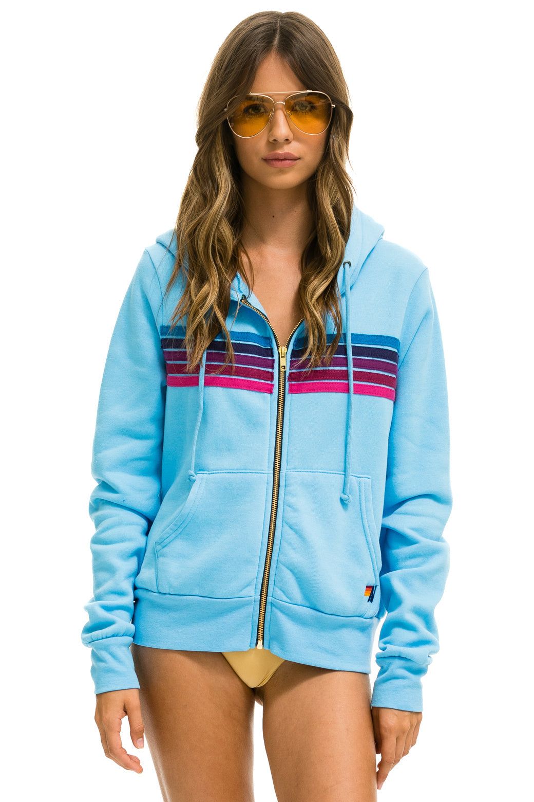 5 STRIPE HOODIE - SKY // PINK PURPLE sold by Aviator Nation product image thumbnail 7