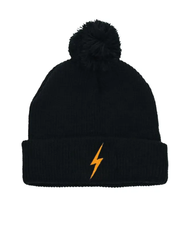 BOLT POM POM BEANIE - BLACK sold by Aviator Nation