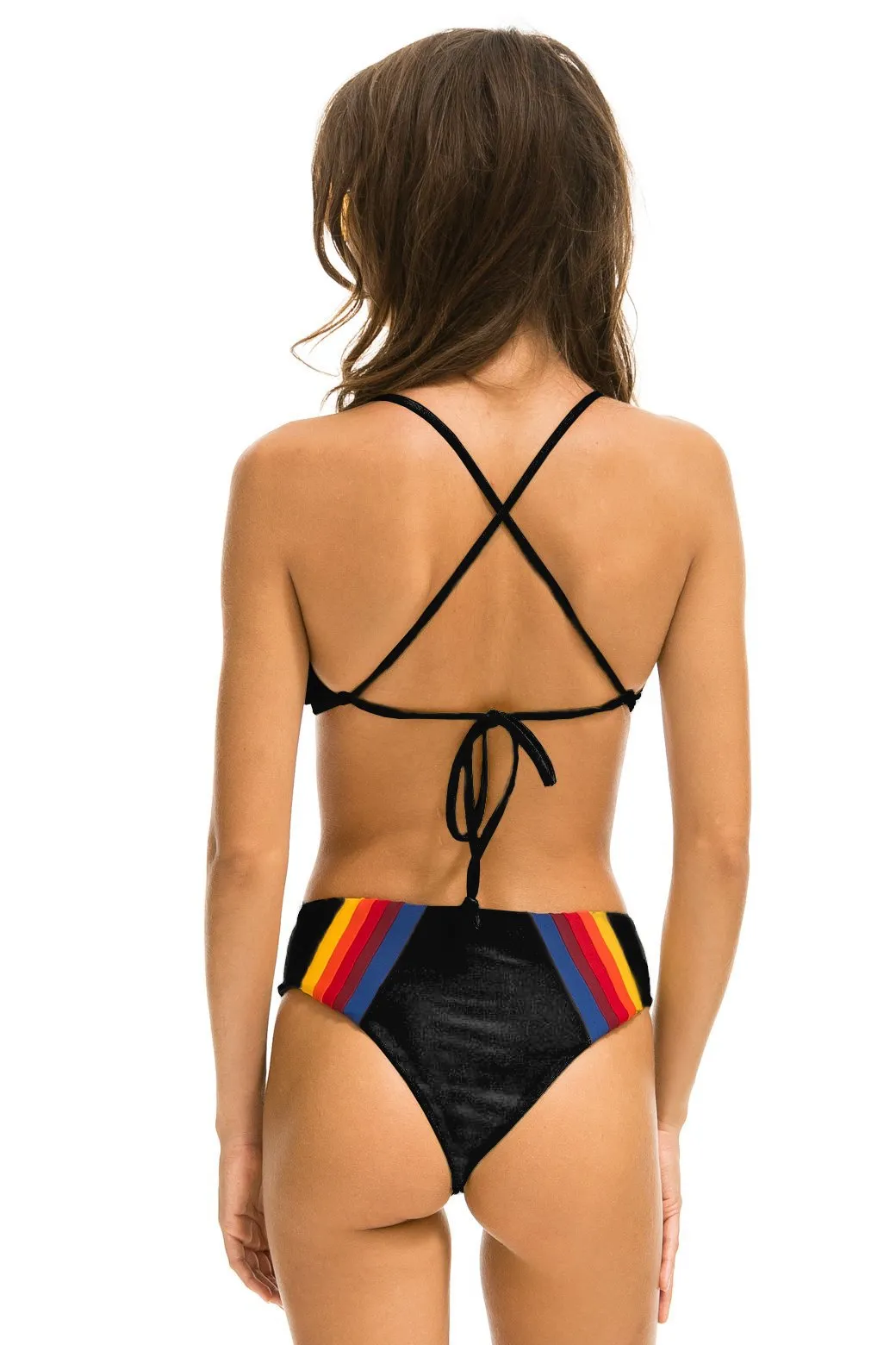 5 STRIPE TRIANGLE CROSS BACK BIKINI TOP - BLACK sold by Aviator Nation product image thumbnail 3