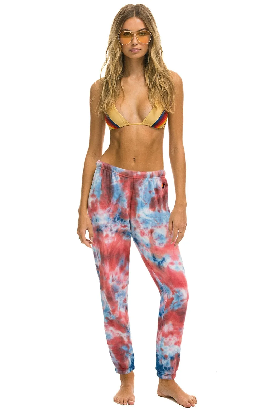 LIGHT WEIGHT HAND DYED SWEATPANTS - TIE DYE RED sold by Aviator Nation