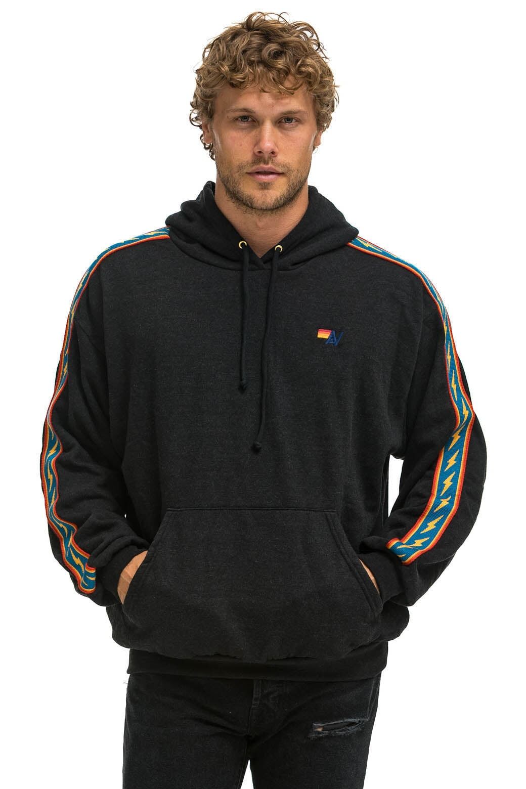 BOLT STRIPE RELAXED PULLOVER HOODIE - BLACK sold by Aviator Nation product image thumbnail 2