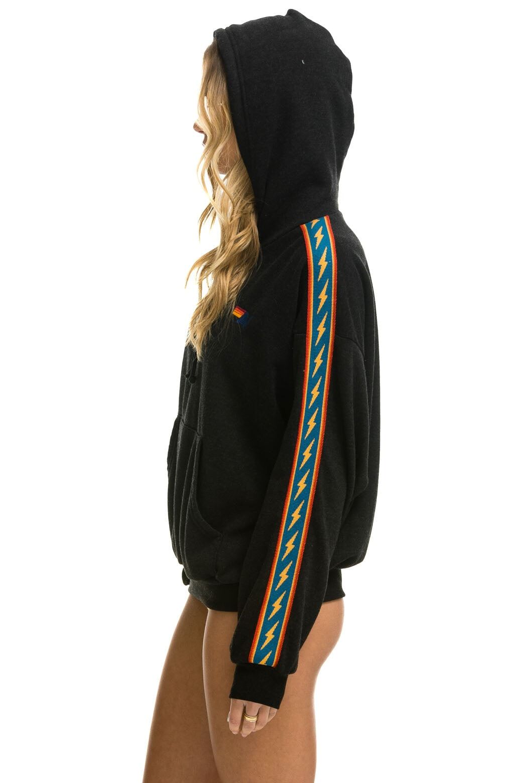 BOLT STRIPE RELAXED PULLOVER HOODIE - BLACK sold by Aviator Nation product image thumbnail 5