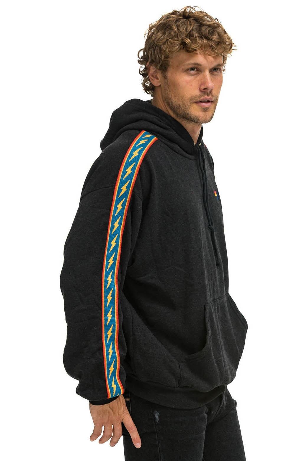 BOLT STRIPE RELAXED PULLOVER HOODIE - BLACK sold by Aviator Nation product image thumbnail 4