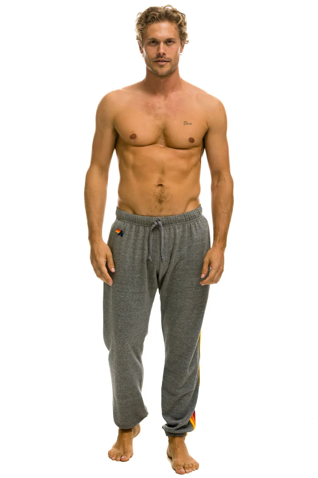 5 STRIPE SWEATPANTS - HEATHER GREY sold by Aviator Nation product image thumbnail 2