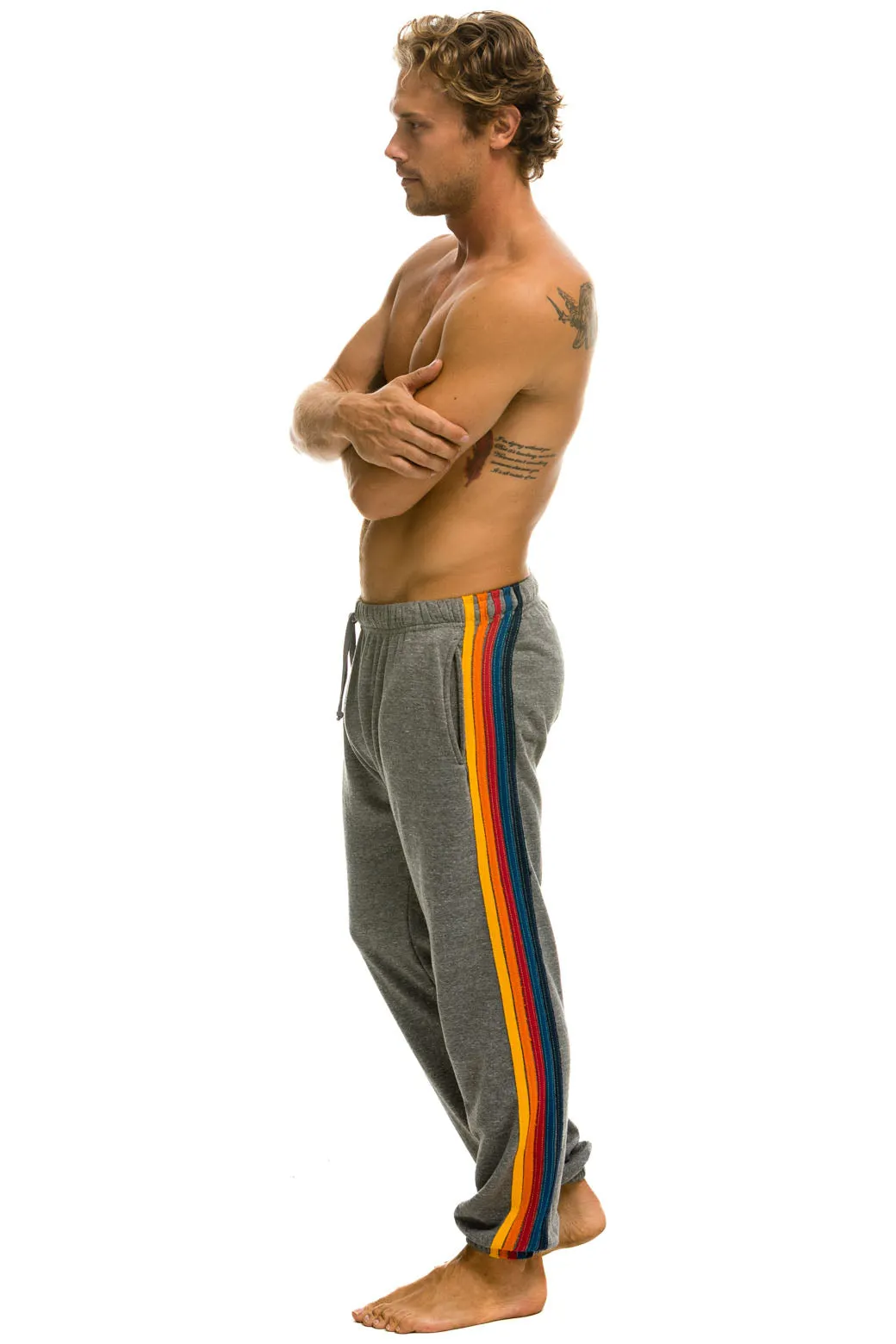 5 STRIPE SWEATPANTS - HEATHER GREY sold by Aviator Nation