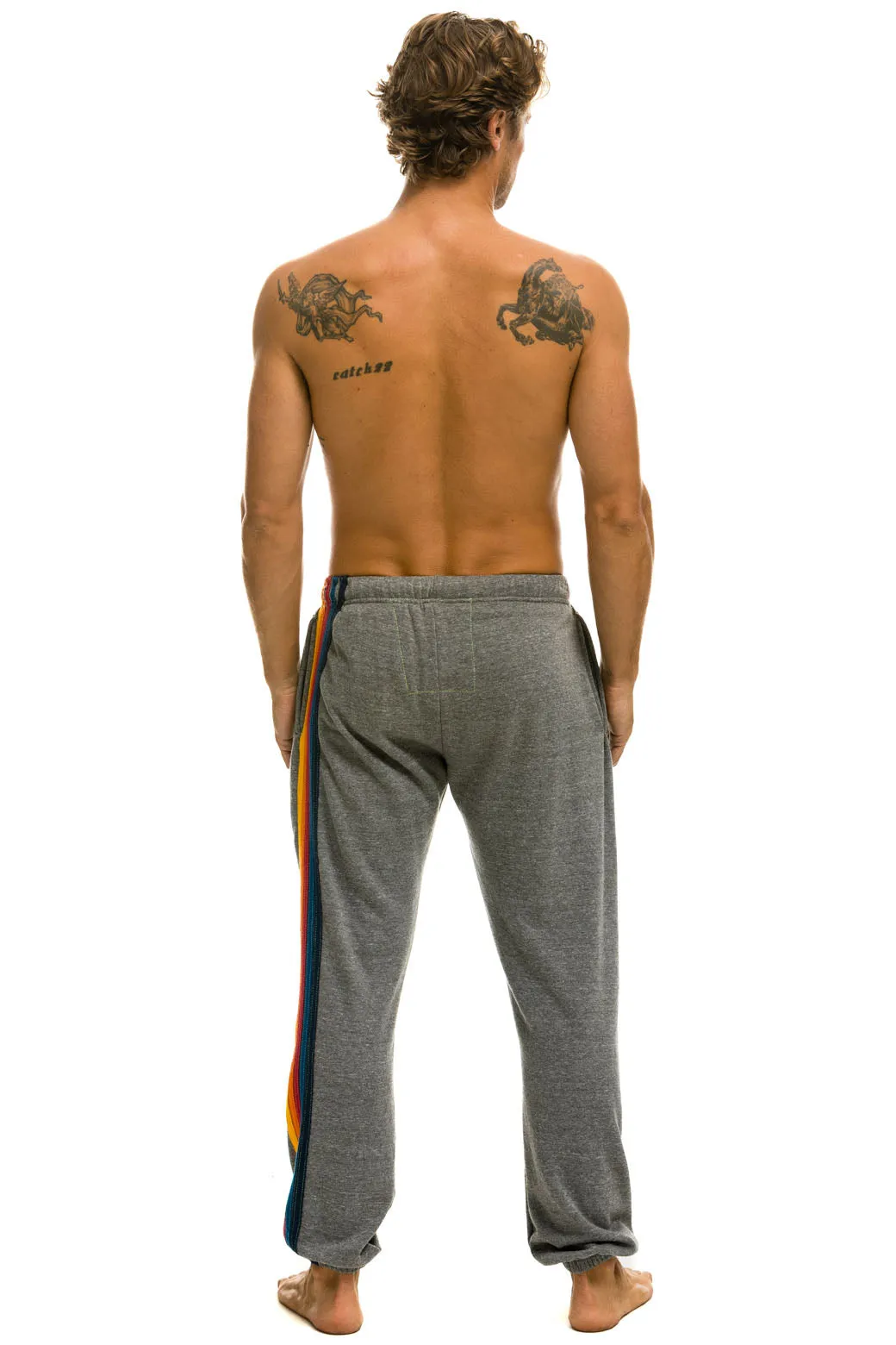 5 STRIPE SWEATPANTS - HEATHER GREY sold by Aviator Nation product image thumbnail 4
