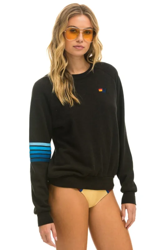 RUGBY STITCH CREW SWEATSHIRT - BLACK // BLUE sold by Aviator Nation