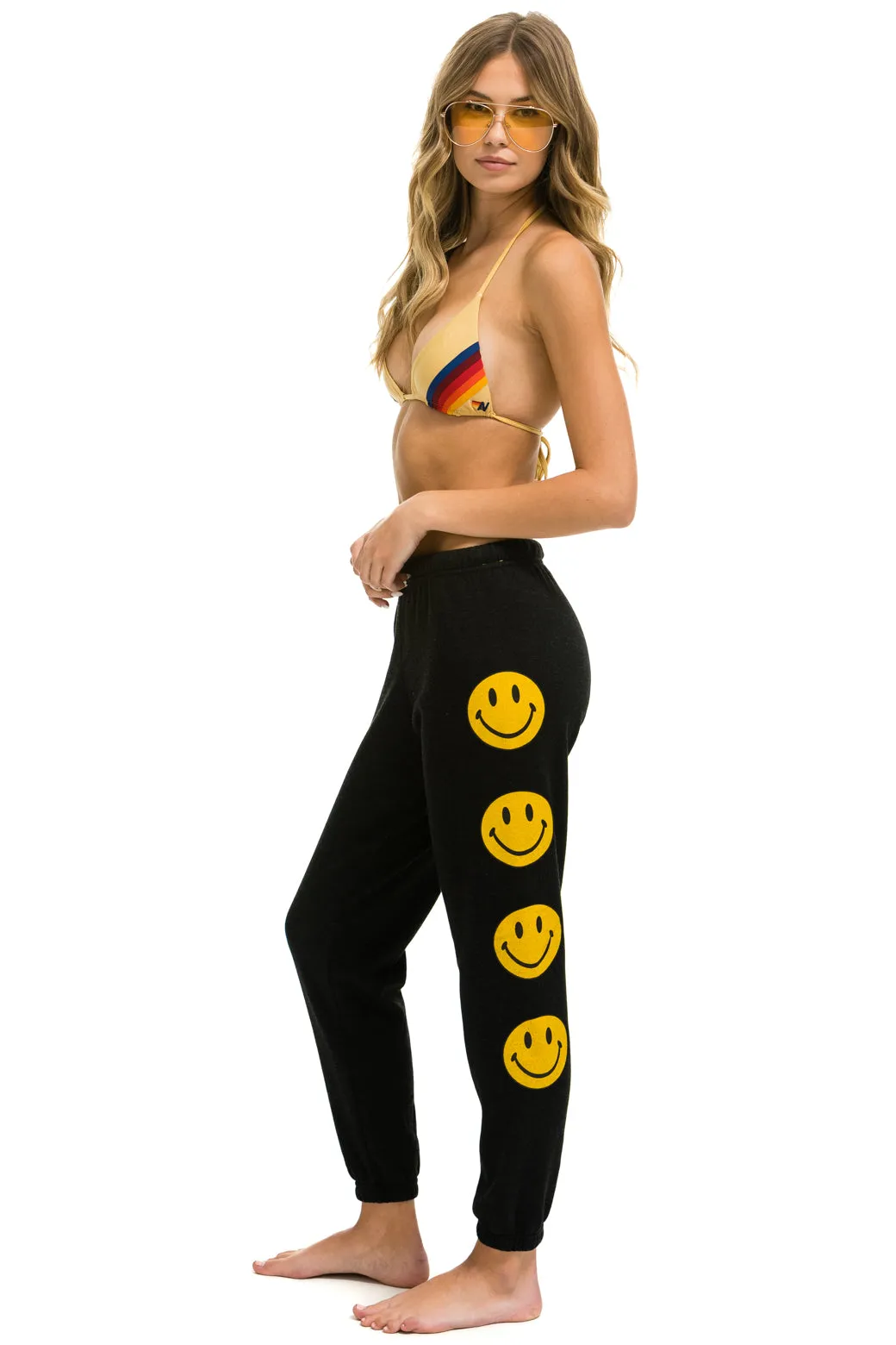SMILEY 2 LIGHT WEIGHT SWEATPANTS - BLACK sold by Aviator Nation