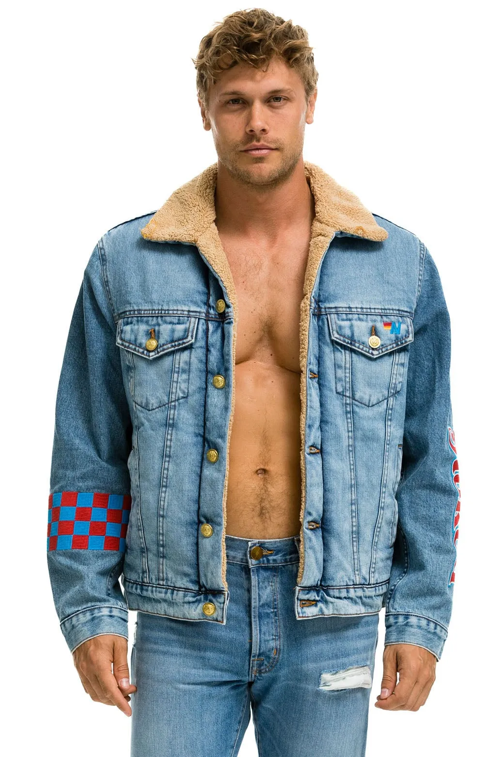 STOKED BOLT SMILEY RANCH SHERPA DENIM JACKET- SUPER LIGHT sold by Aviator Nation product image thumbnail 5