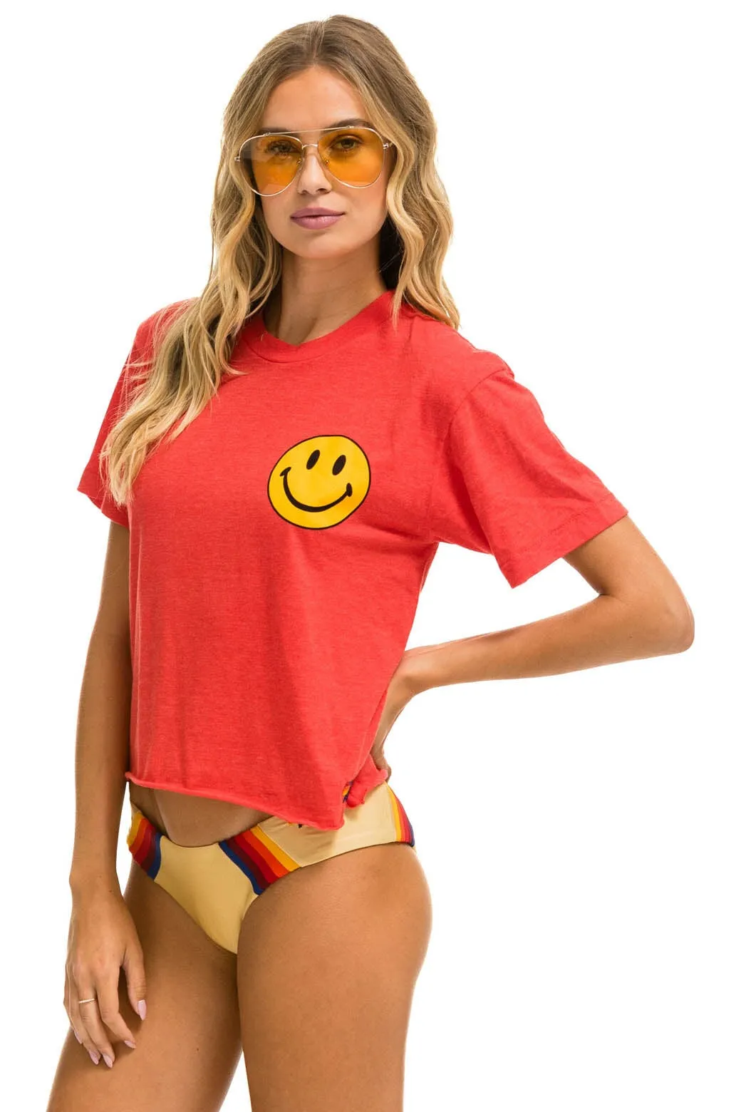 SMILEY 2 BOYFRIEND TEE - RED sold by Aviator Nation product image thumbnail 2