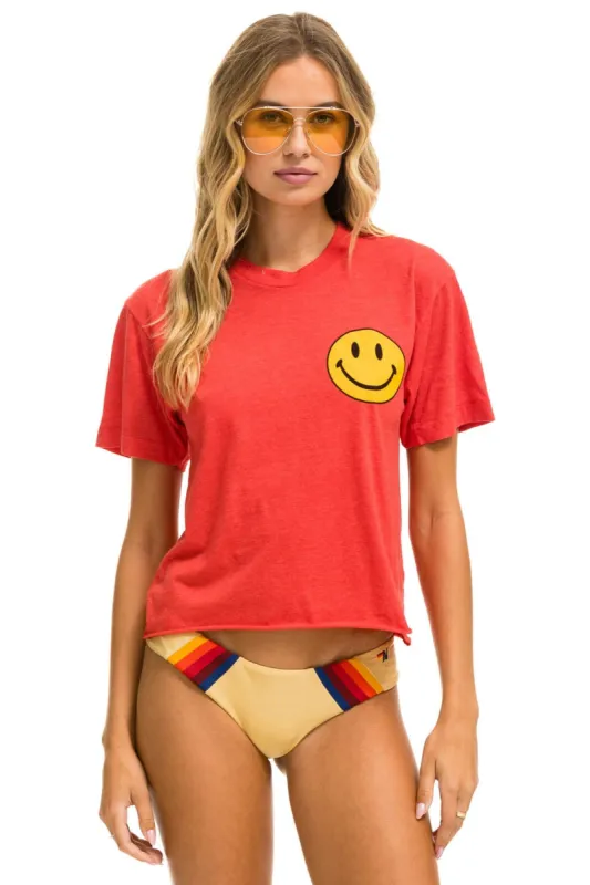 SMILEY 2 BOYFRIEND TEE - RED sold by Aviator Nation
