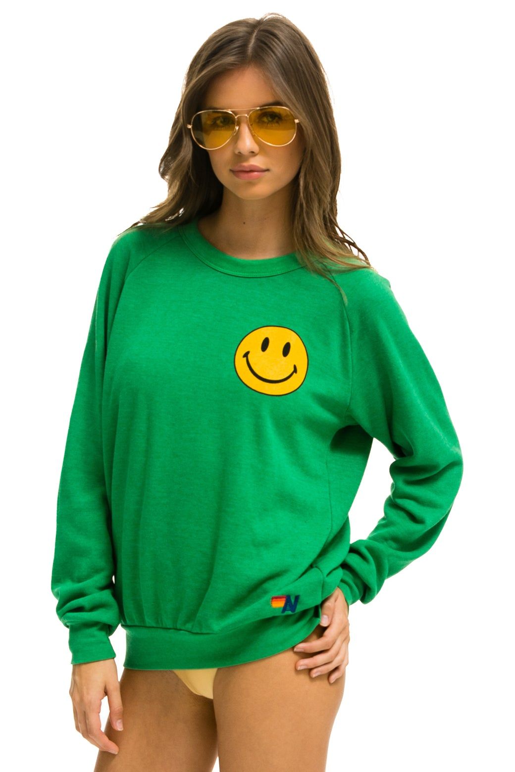 SMILEY 2 CREW SWEATSHIRT - KELLY GREEN sold by Aviator Nation product image thumbnail 3