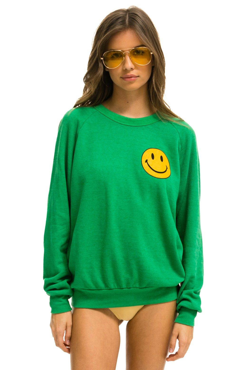 SMILEY 2 CREW SWEATSHIRT - KELLY GREEN sold by Aviator Nation product image thumbnail 5