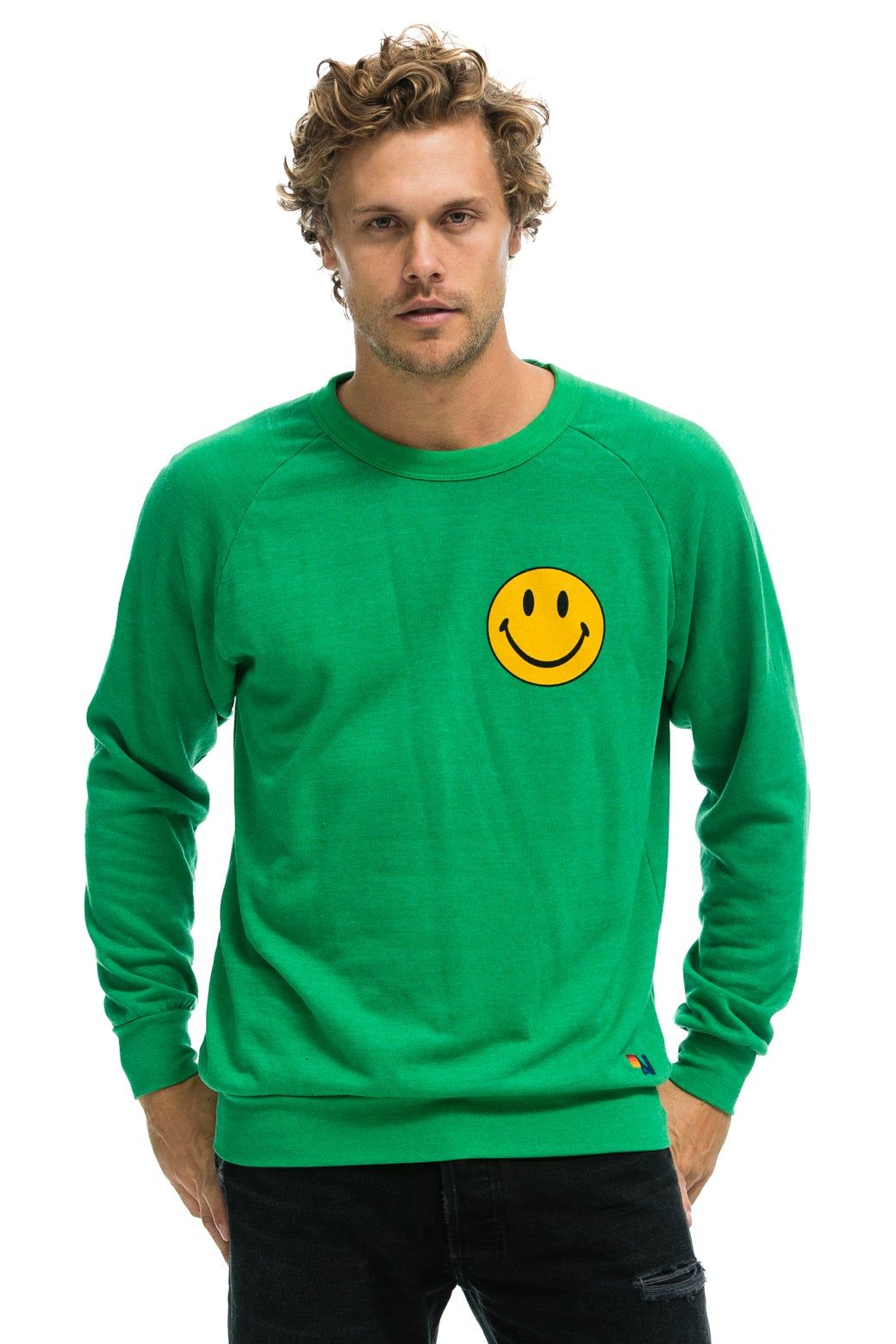 SMILEY 2 CREW SWEATSHIRT - KELLY GREEN sold by Aviator Nation product image thumbnail 4