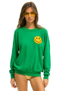 SMILEY 2 CREW SWEATSHIRT - KELLY GREEN sold by Aviator Nation