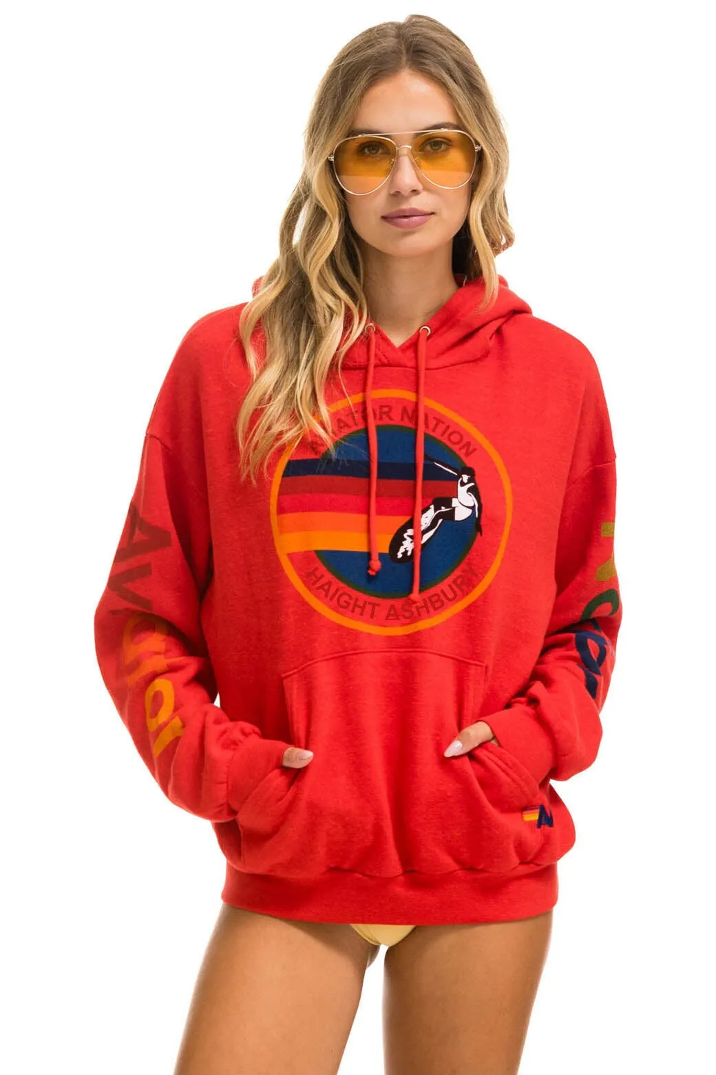AVIATOR NATION HAIGHT ASHBURY RELAXED PULLOVER HOODIE - RED sold by Aviator Nation