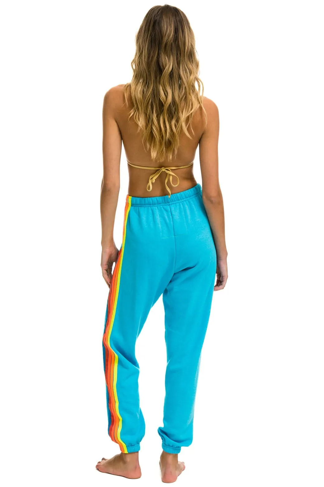 5 STRIPE SWEATPANTS - NEON BLUE // NEON RAINBOW sold by Aviator Nation product image thumbnail 3