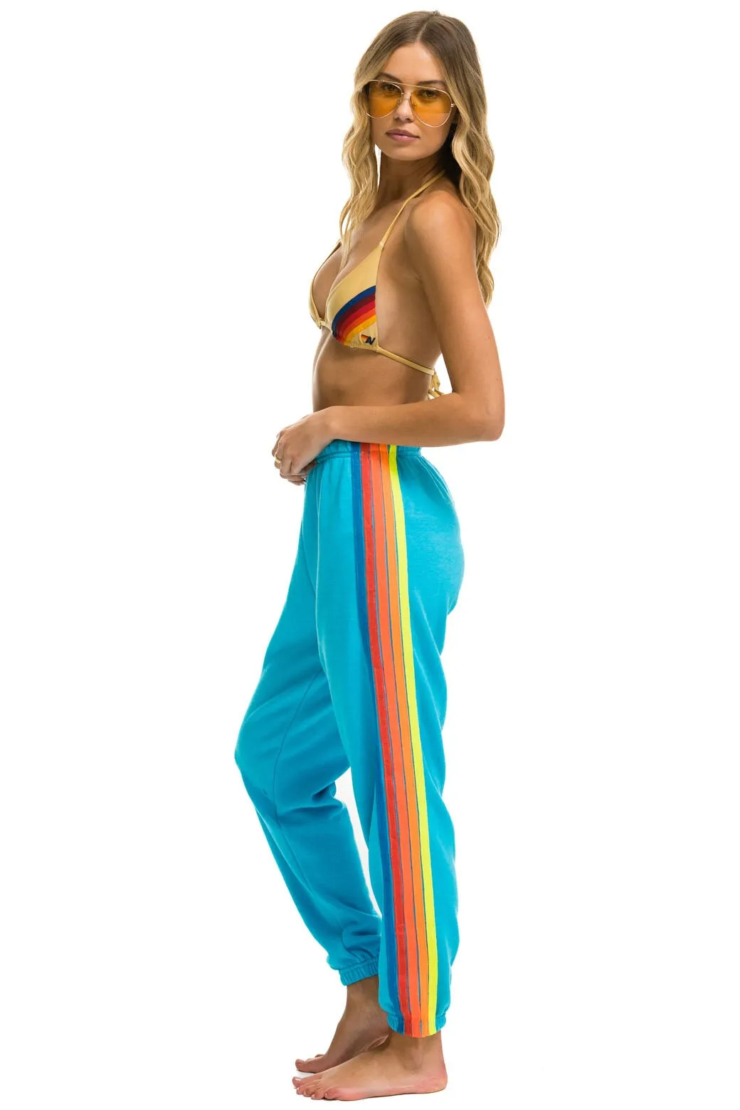 5 STRIPE SWEATPANTS - NEON BLUE // NEON RAINBOW sold by Aviator Nation