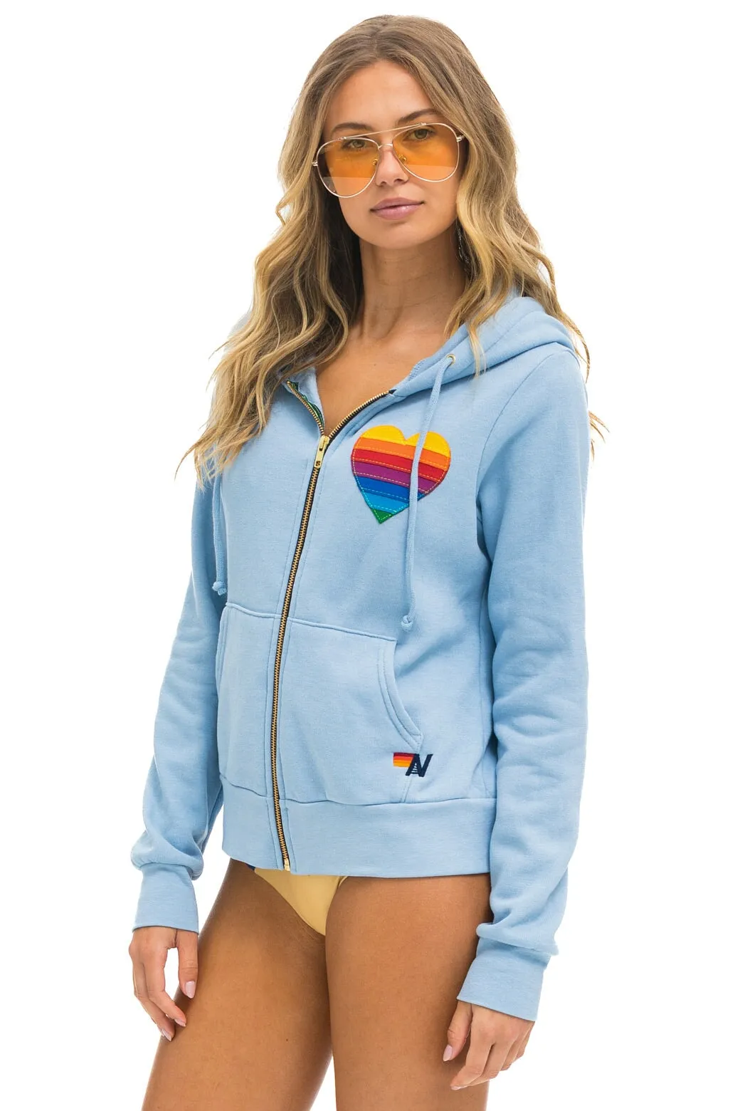 RAINBOW HEART STITCH ZIP HOODIE - ICE sold by Aviator Nation product image thumbnail 2