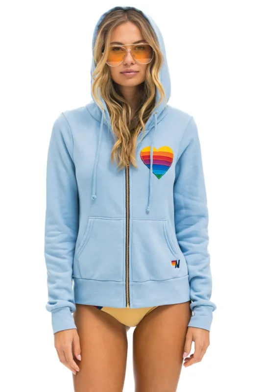 RAINBOW HEART STITCH ZIP HOODIE - ICE sold by Aviator Nation