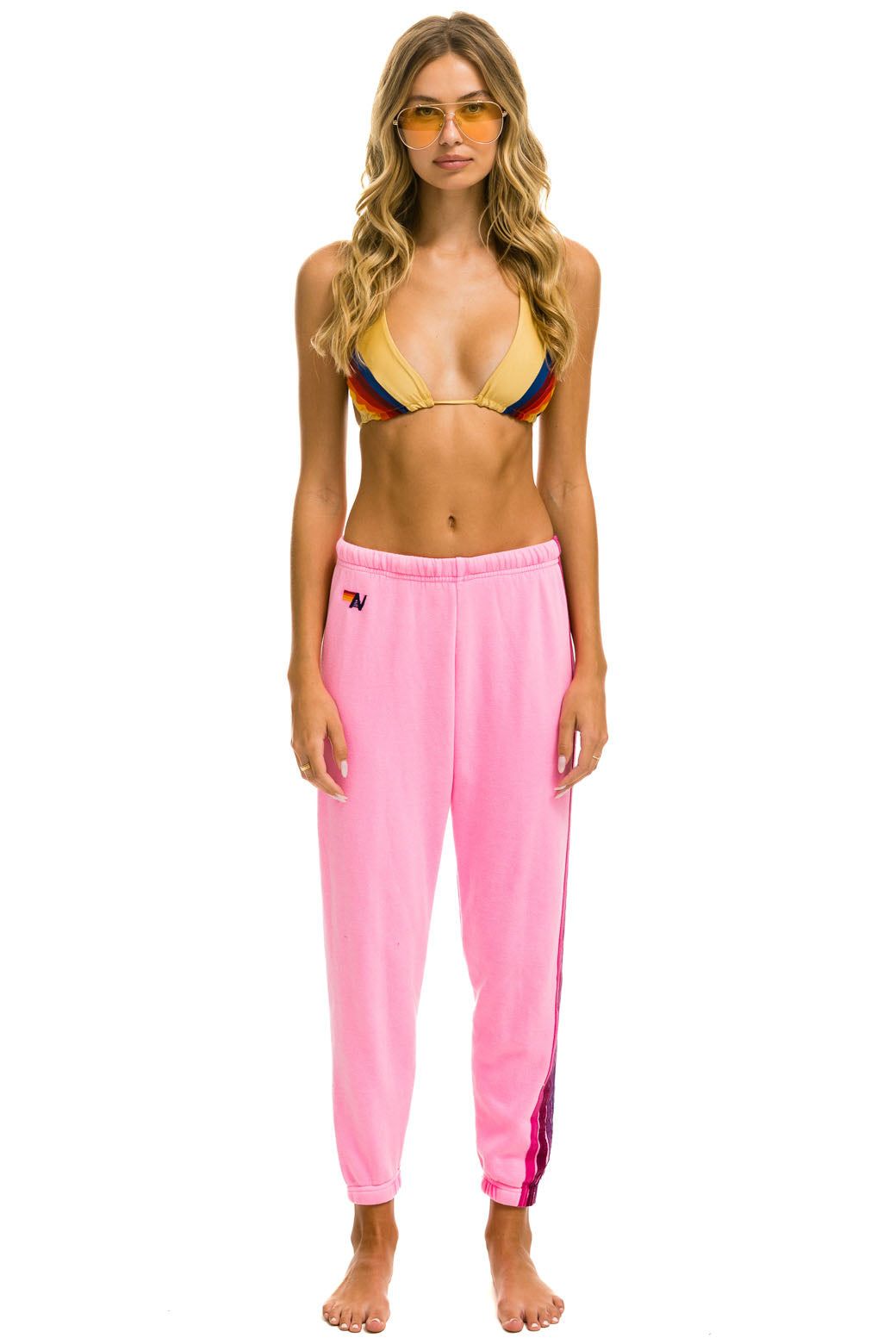 5 STRIPE SWEATPANTS - NEON PINK // PINK PURPLE sold by Aviator Nation product image thumbnail 2
