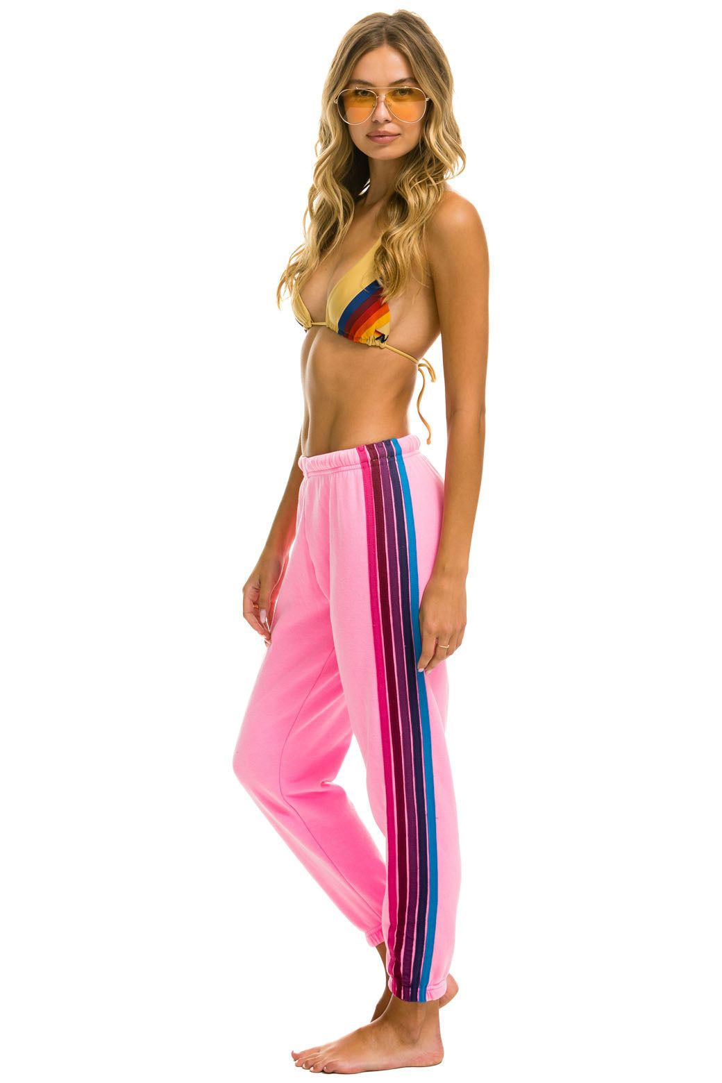 5 STRIPE SWEATPANTS - NEON PINK // PINK PURPLE sold by Aviator Nation