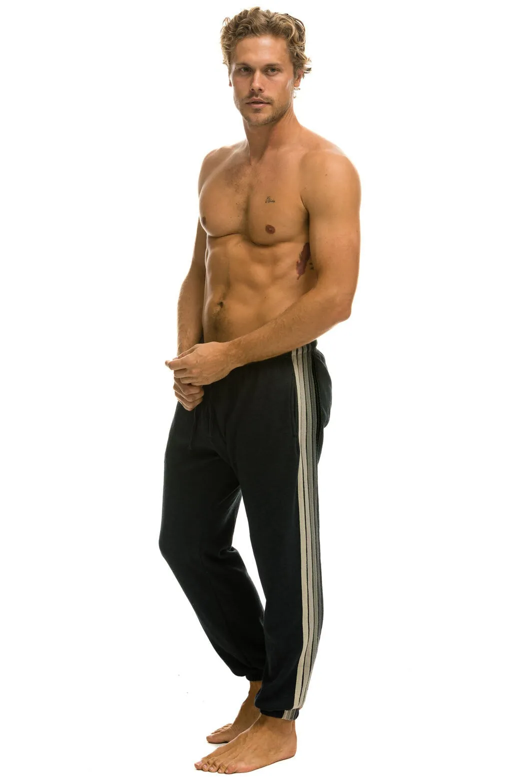 5 STRIPE SWEATPANTS - CHARCOAL // GREY sold by Aviator Nation