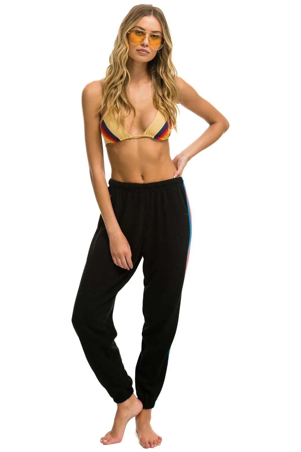 5 STRIPE SWEATPANTS - BLACK // NEON RAINBOW STRIPES sold by Aviator Nation product image thumbnail 2