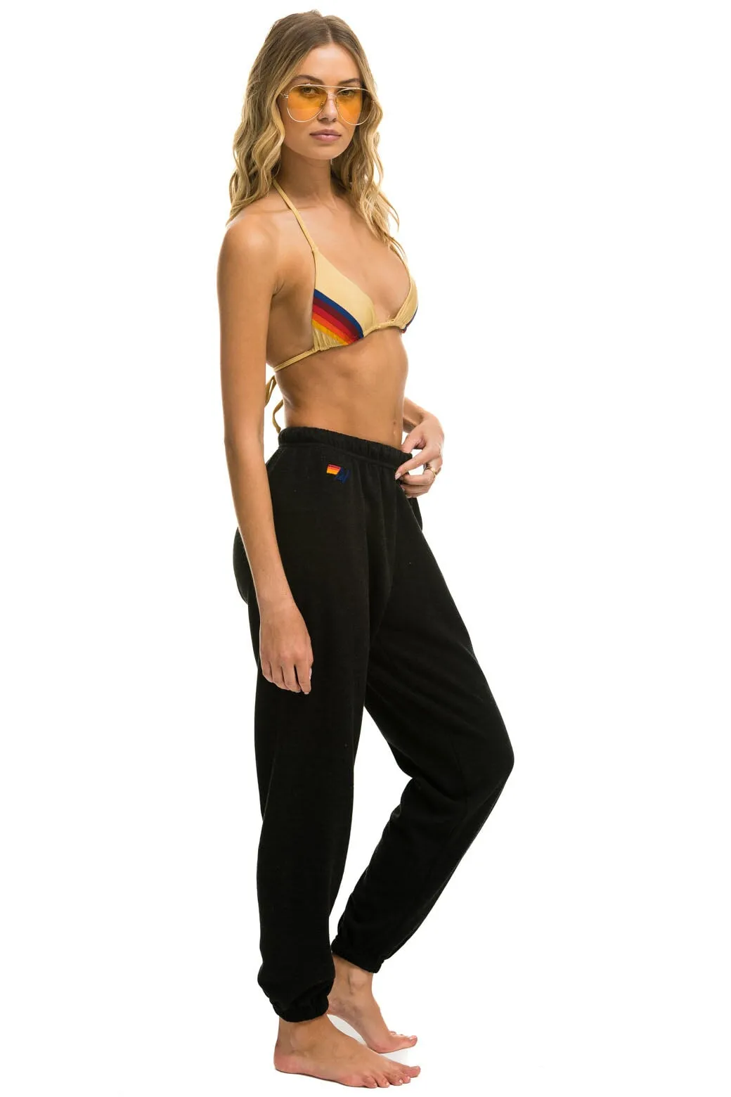 5 STRIPE SWEATPANTS - BLACK // NEON RAINBOW STRIPES sold by Aviator Nation product image thumbnail 4