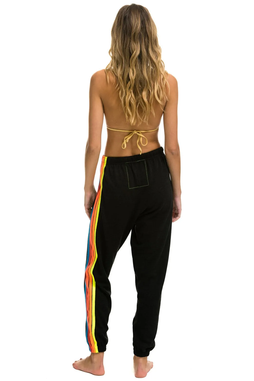 5 STRIPE SWEATPANTS - BLACK // NEON RAINBOW STRIPES sold by Aviator Nation product image thumbnail 3
