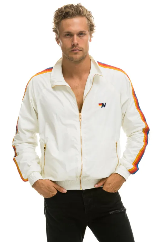 MEN'S 4 STRIPE WINDBREAKER - WHITE made by Aviator Nation