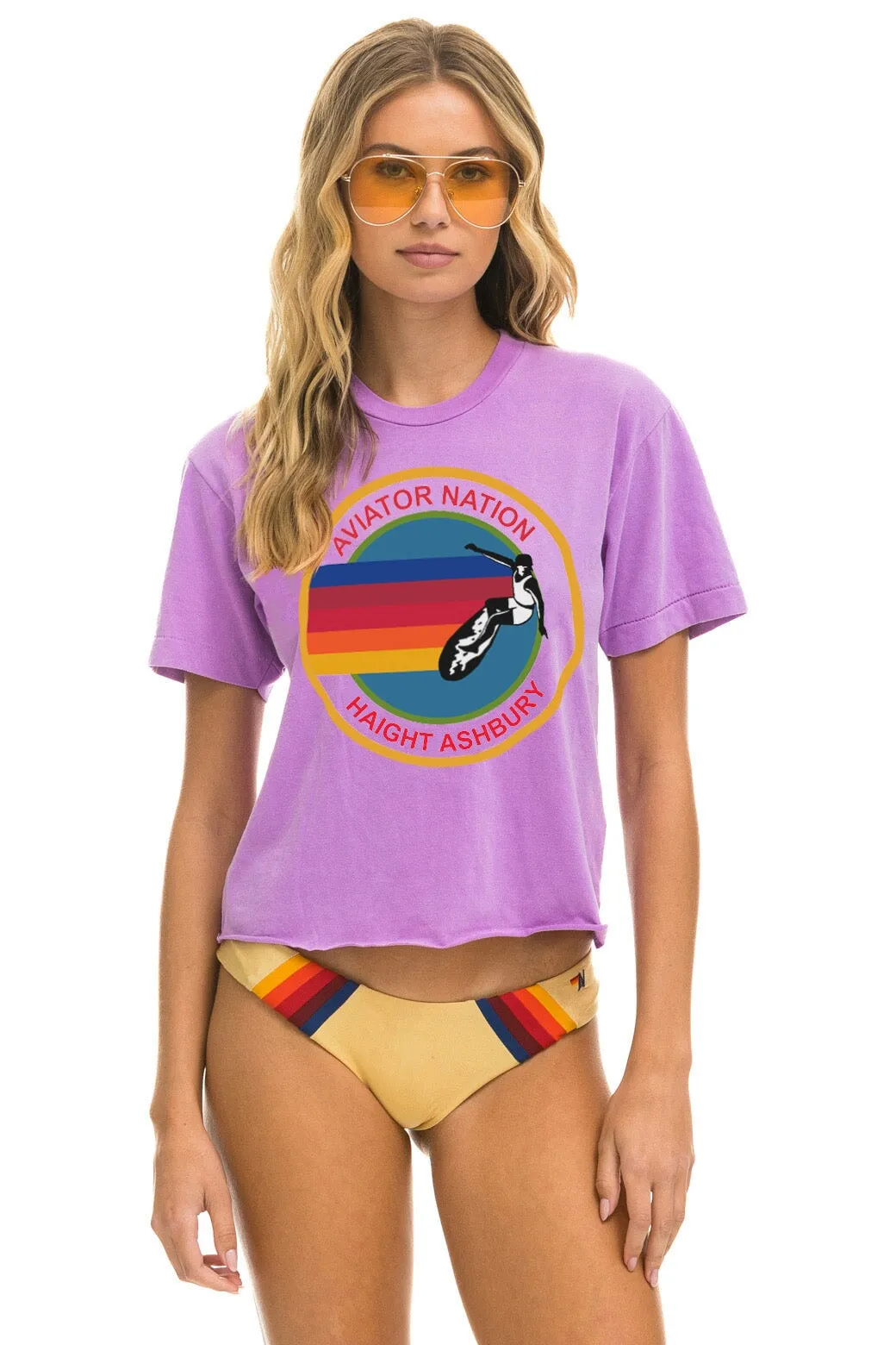 AVIATOR NATION HAIGHT ASHBURY BOYFRIEND TEE - NEON PURPLE sold by Aviator Nation