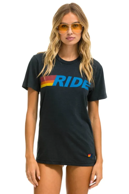 RIDE LOGO TEE - CHARCOAL sold by Aviator Nation