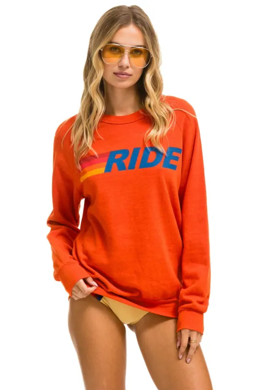 RIDE LOGO CREW SWEATSHIRT - ORANGE sold by Aviator Nation