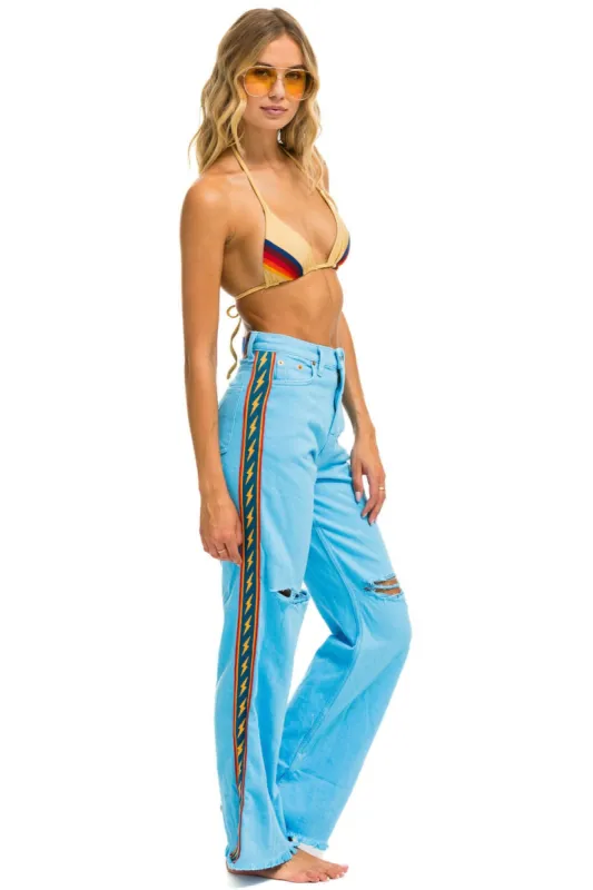 BOLT STRIPE HI RISE WIDE-LEG GYPSY JEAN - SKY sold by Aviator Nation