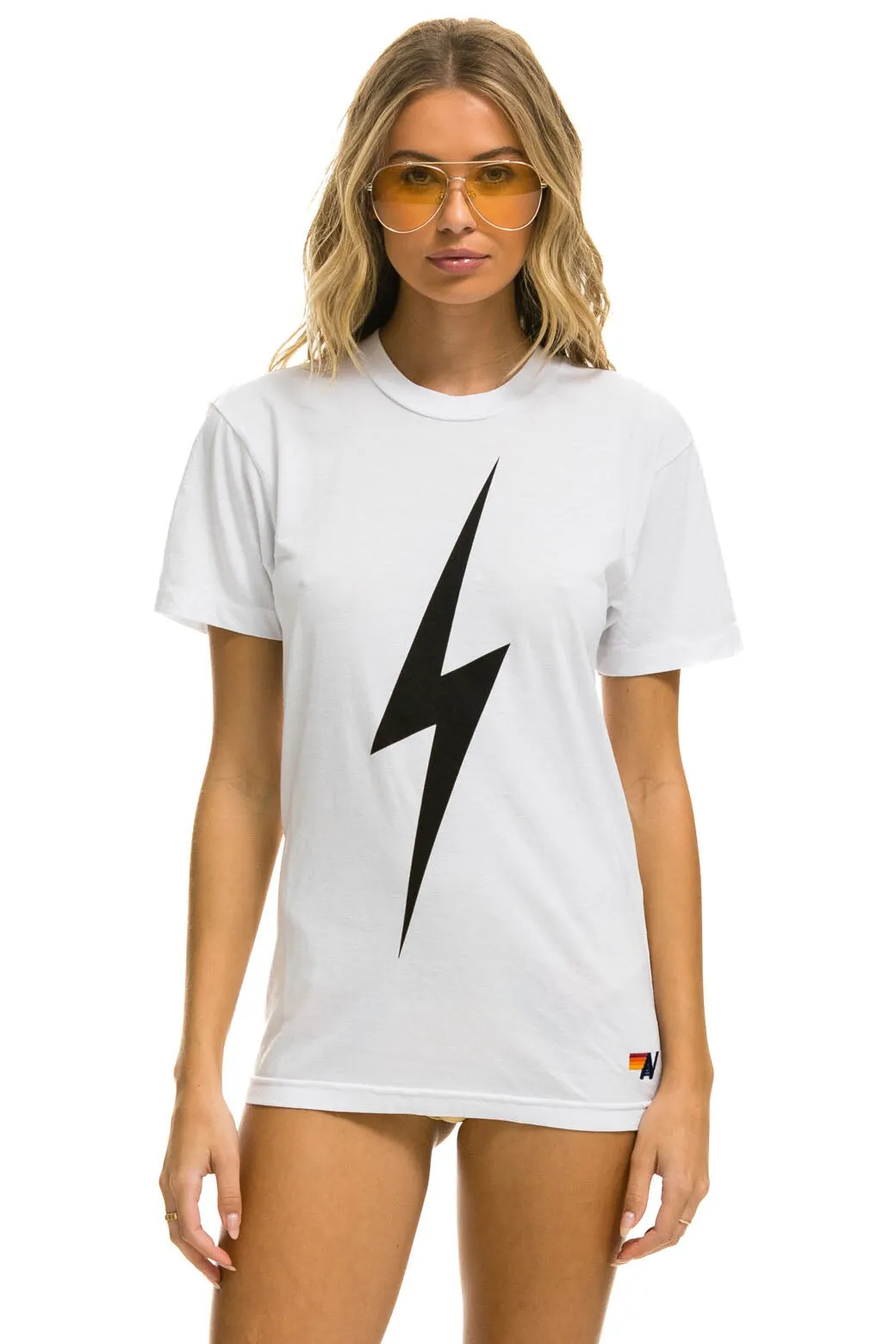 BOLT TEE - WHITE sold by Aviator Nation