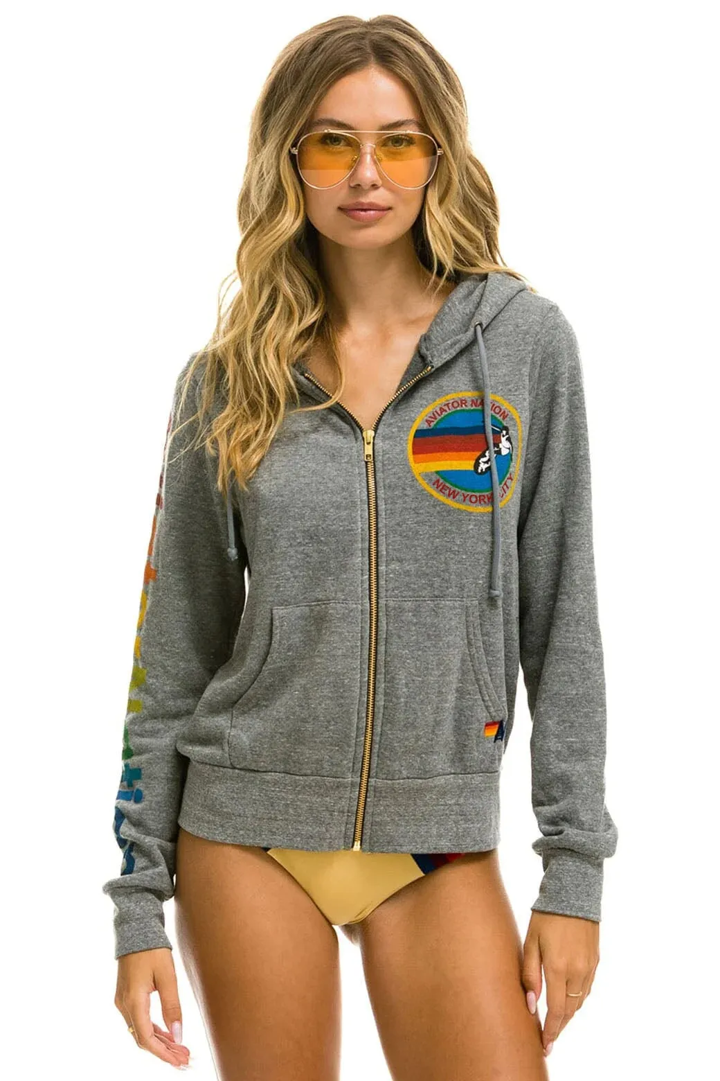 AVIATOR NATION NEW YORK CITY HOODIE - HEATHER GREY sold by Aviator Nation