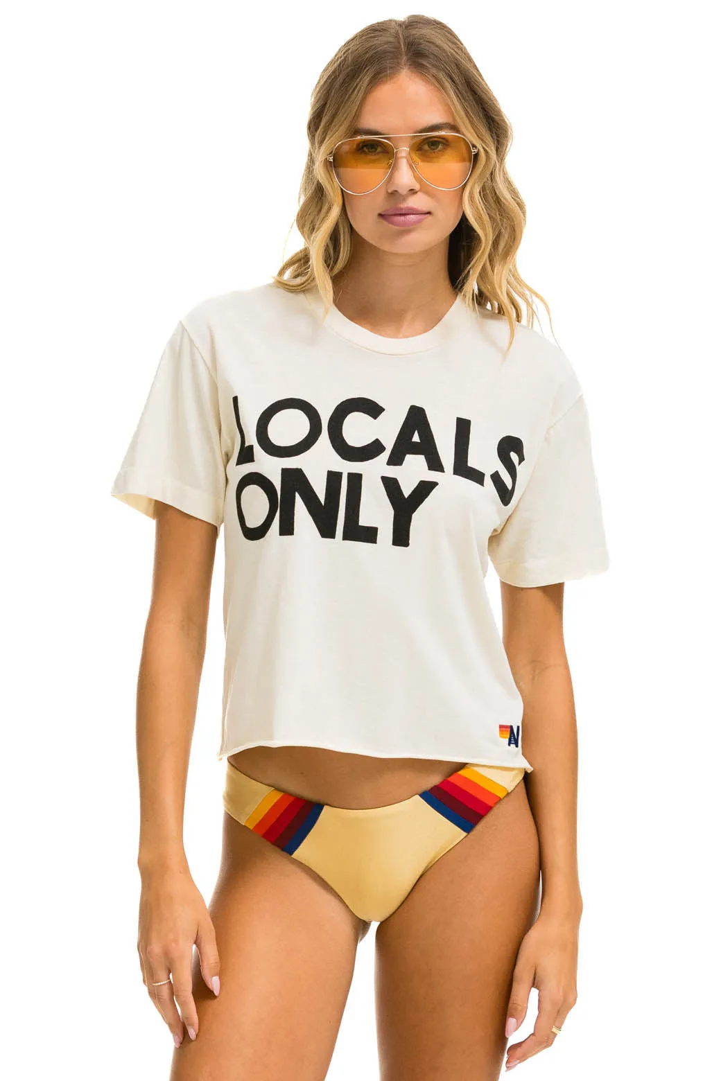 LOCALS ONLY BOYFRIEND TEE - VINTAGE WHITE sold by Aviator Nation
