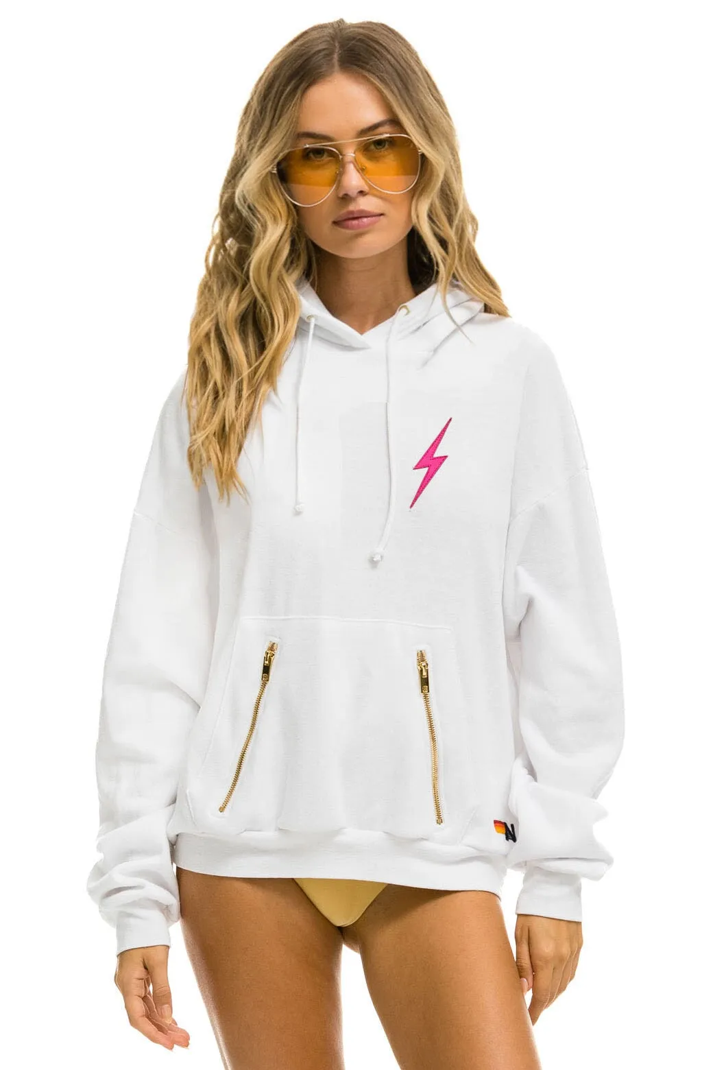 BOLT STITCH PULLOVER HOODIE - WHITE sold by Aviator Nation