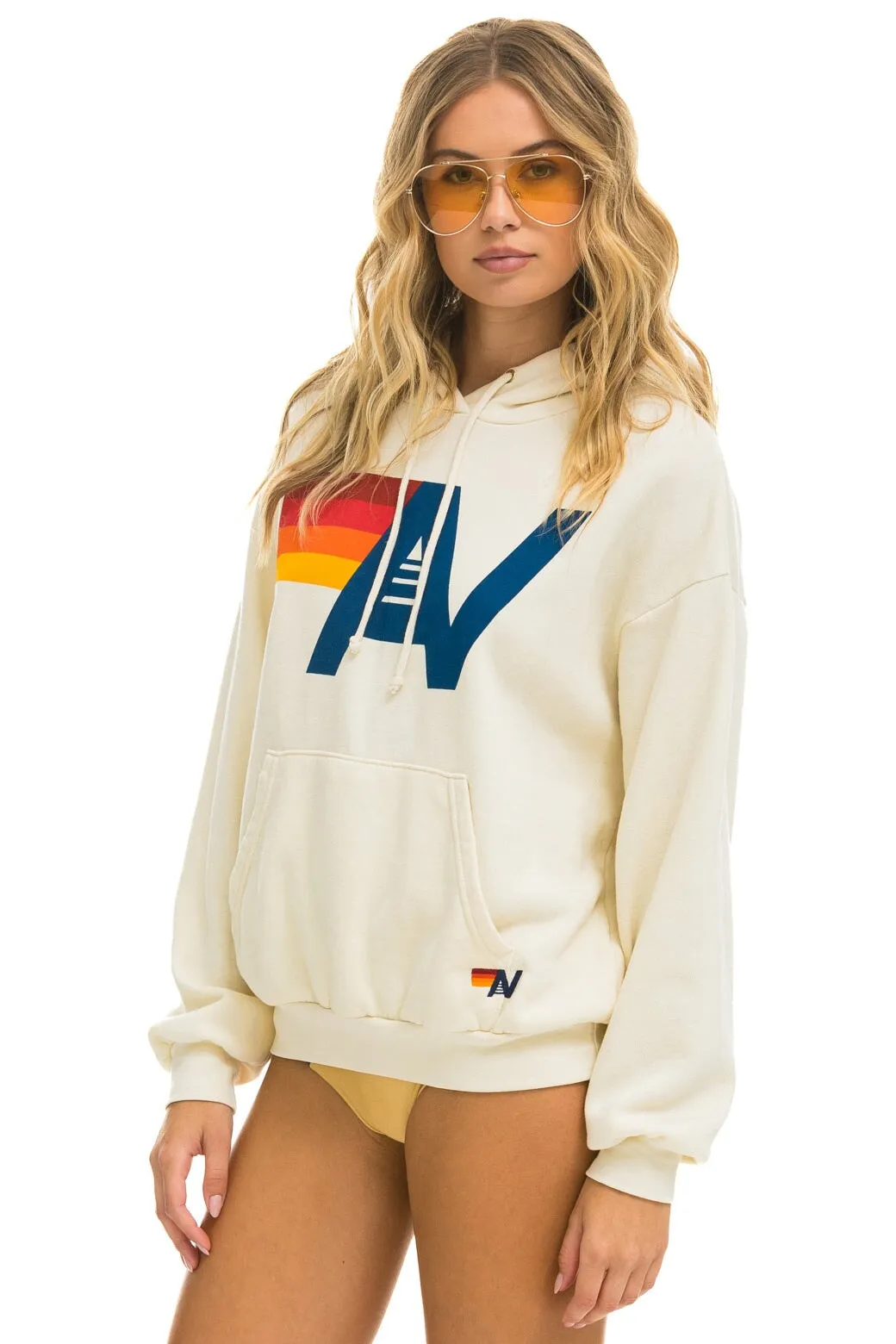 LOGO PULLOVER RELAXED HOODIE - VINTAGE WHITE sold by Aviator Nation product image thumbnail 3