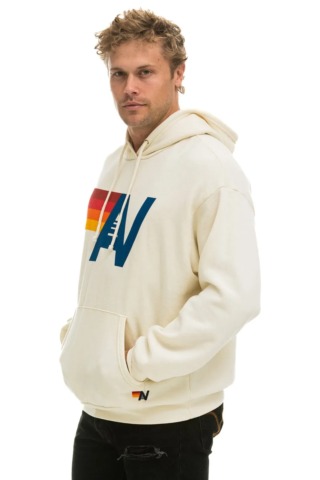 LOGO PULLOVER RELAXED HOODIE - VINTAGE WHITE sold by Aviator Nation product image thumbnail 4
