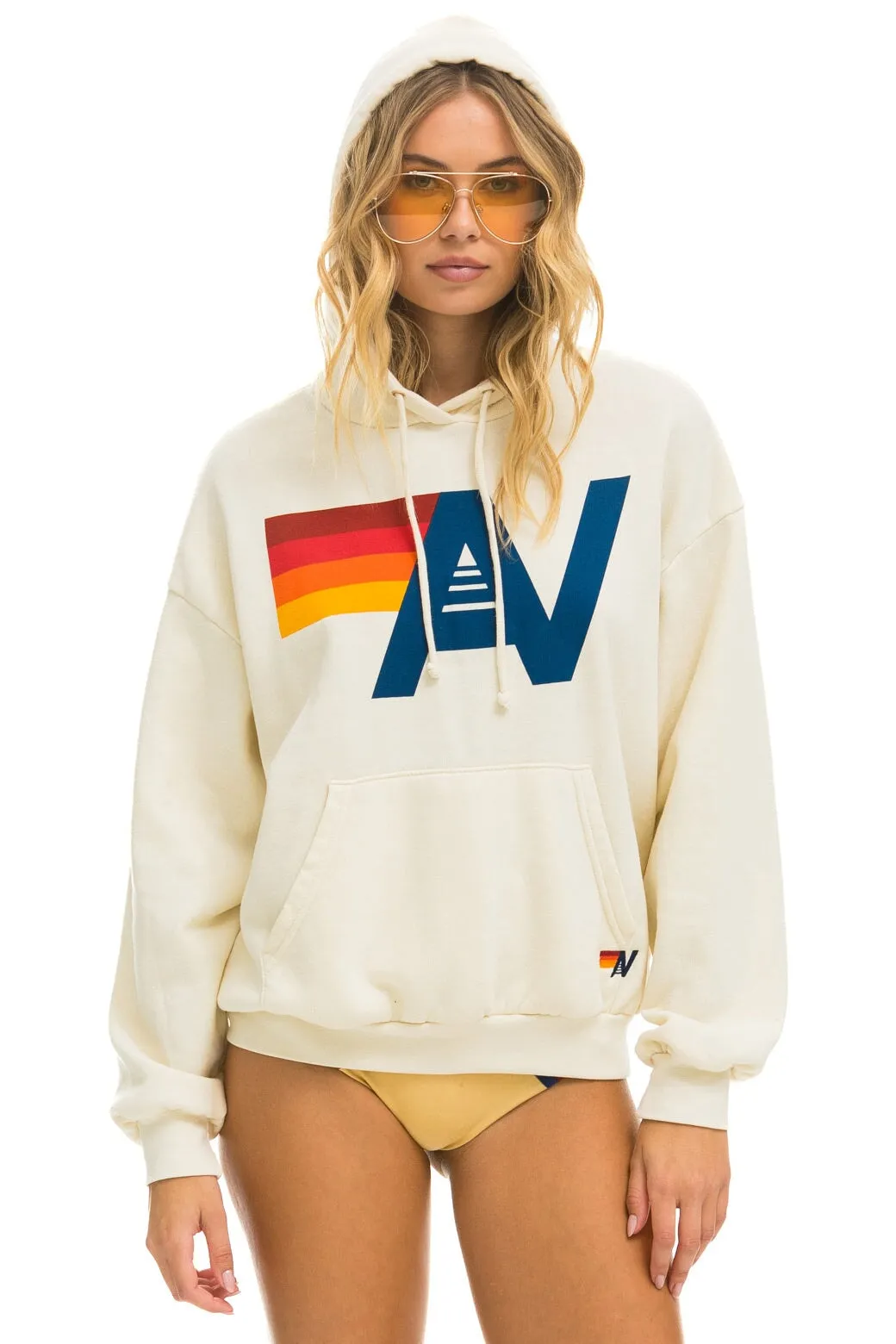 LOGO PULLOVER RELAXED HOODIE - VINTAGE WHITE sold by Aviator Nation product image thumbnail 5
