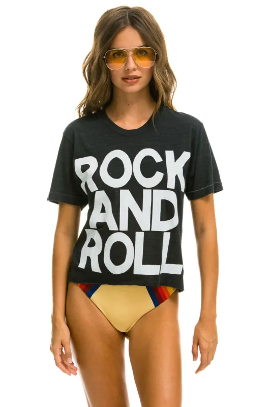 ROCK AND ROLL BOYFRIEND TEE - CHARCOAL sold by Aviator Nation