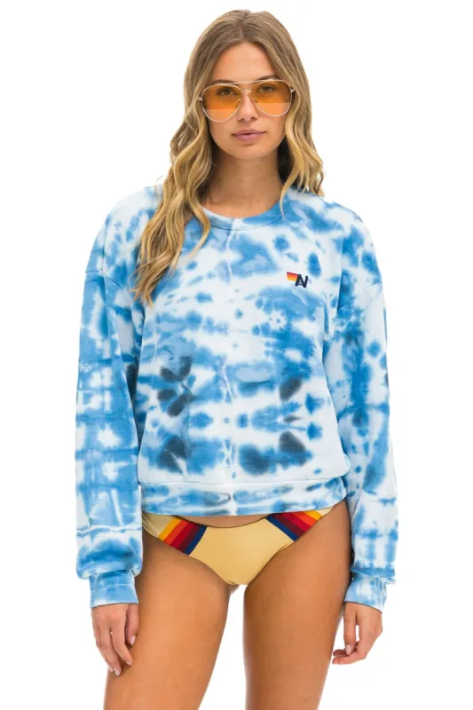 HAND DYED RELAXED CREW SWEATSHIRT - TIE DYE BLUE sold by Aviator Nation