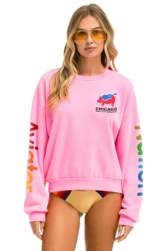 WINDY CITY SMOKEOUT 2024 CREW SWEATSHIRT RELAXED - NEON PINK sold by Aviator Nation