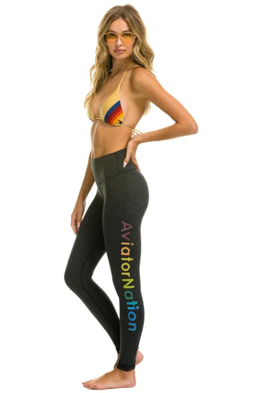FULL LENGTH HI-RISE AVIATOR NATION LEGGINGS - CHARCOAL sold by Aviator Nation