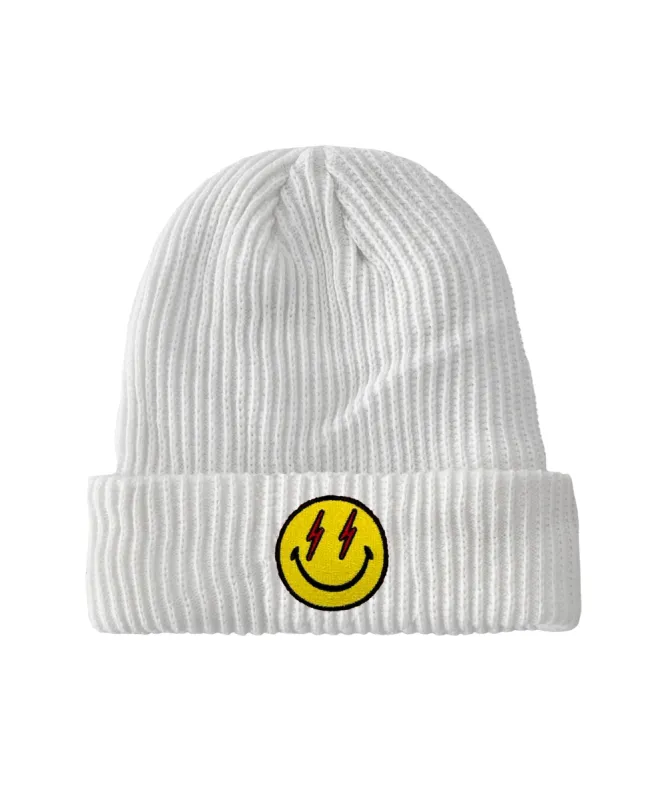 BOLT SMILEY RIB BEANIE sold by Aviator Nation