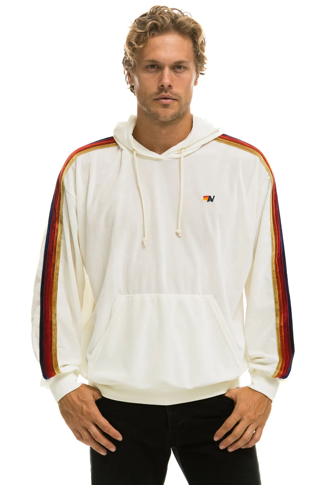 CLASSIC VELVET RELAXED PULLOVER HOODIE - WHITE sold by Aviator Nation product image thumbnail 2